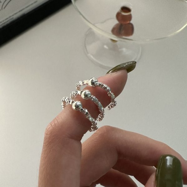 Wholesale 925 Sterling Silver Chipped Silver Bead Ring - Image 3