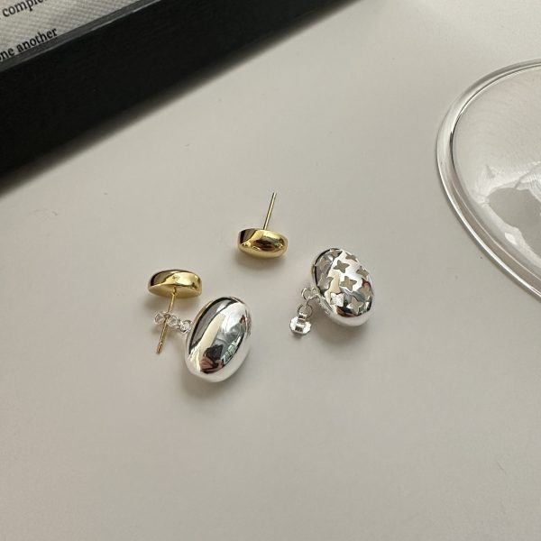 Wholesale 925 Sterling Silver Color Separation Bean Earrings