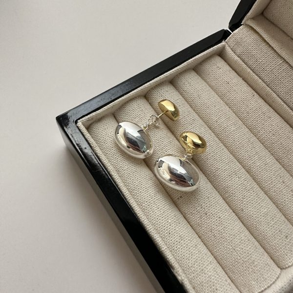 Wholesale 925 Sterling Silver Color Separation Bean Earrings - Image 2