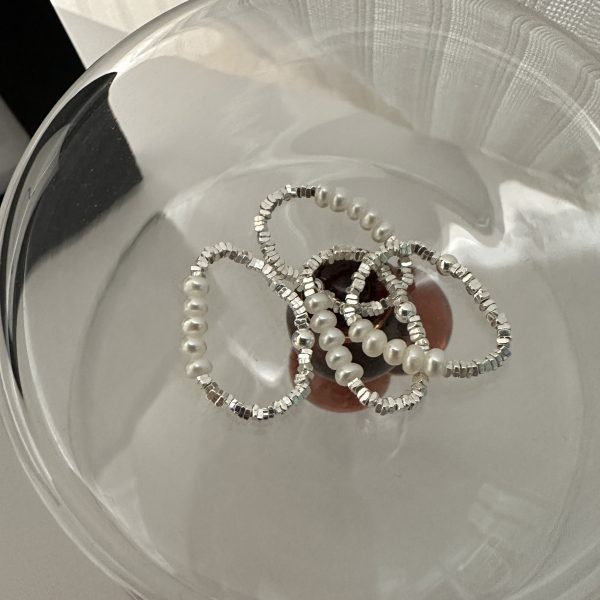 Wholesale 925 Sterling Silver Chipped Silver and Pearl Ring - Image 2