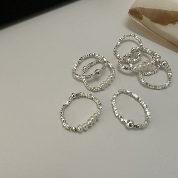Wholesale 925 Sterling Silver Chipped Silver and Pearl Ring - Image 3