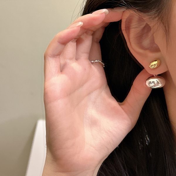 Wholesale 925 Sterling Silver Color Separation Bean Earrings - Image 5