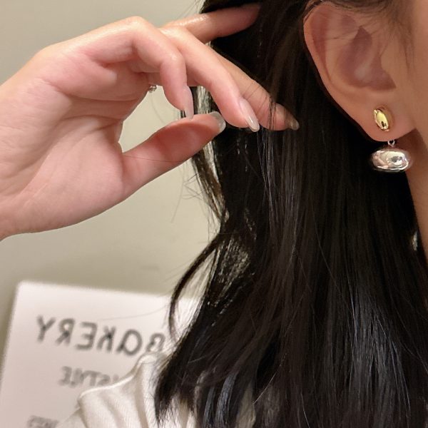 Wholesale 925 Sterling Silver Color Separation Bean Earrings - Image 6