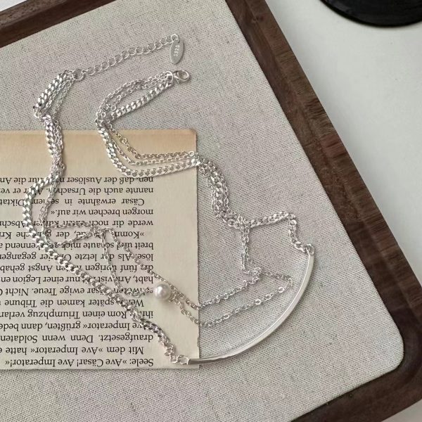 Wholesale 925 Sterling Silver Three Layers Of Light Luxury Pearl Necklace - Image 3