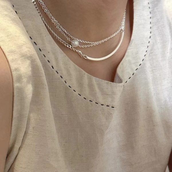 Wholesale 925 Sterling Silver Three Layers Of Light Luxury Pearl Necklace - Image 6