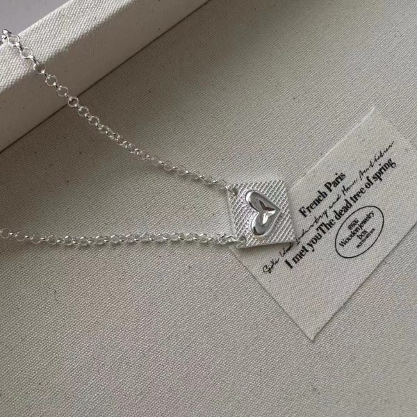 Wholesale 925 Sterling Silver Rectangle With Heart Necklace - Image 3