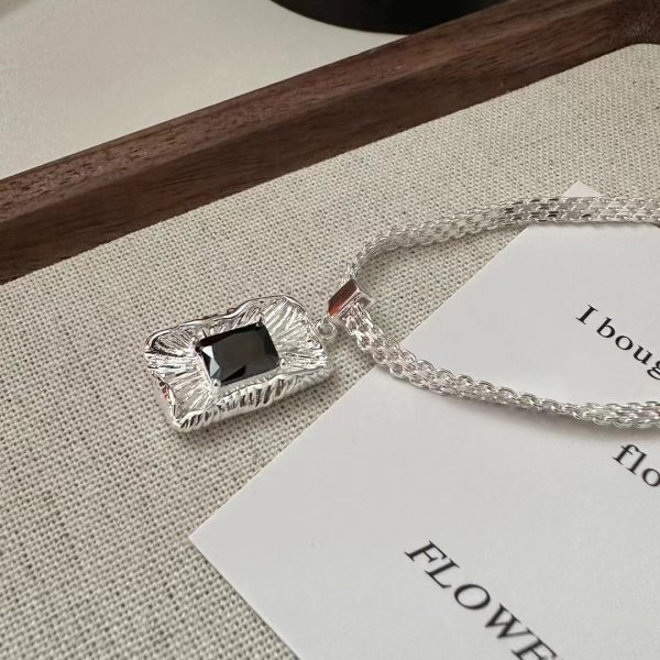 Wholesale 925 Sterling Silver Chunky Textured Square Necklace - Image 3