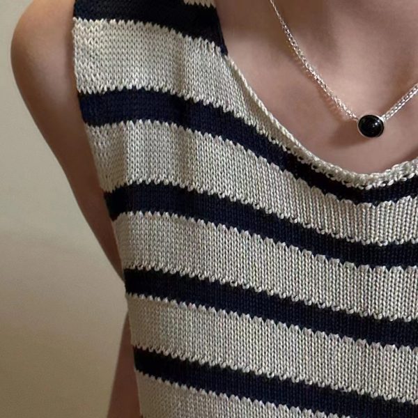 Wholesale 925 Sterling Silver Simple black Agate Necklace - Image 6
