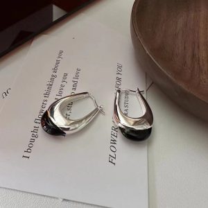 Wholesale 925 Sterling Silver U-shaped agate Earrings