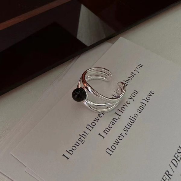 Wholesale 925 Sterling Silver Irregular Three Layers Agate  Ring - Image 2