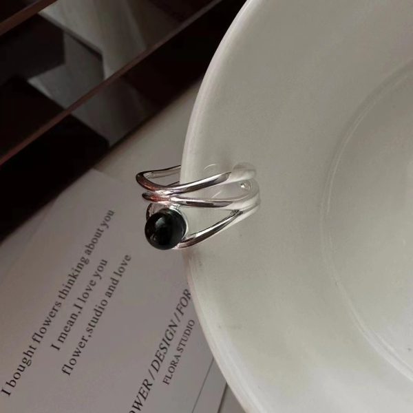 Wholesale 925 Sterling Silver Irregular Three Layers Agate  Ring - Image 3