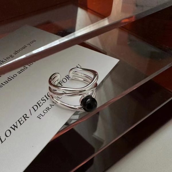 Wholesale 925 Sterling Silver Irregular Three Layers Agate  Ring