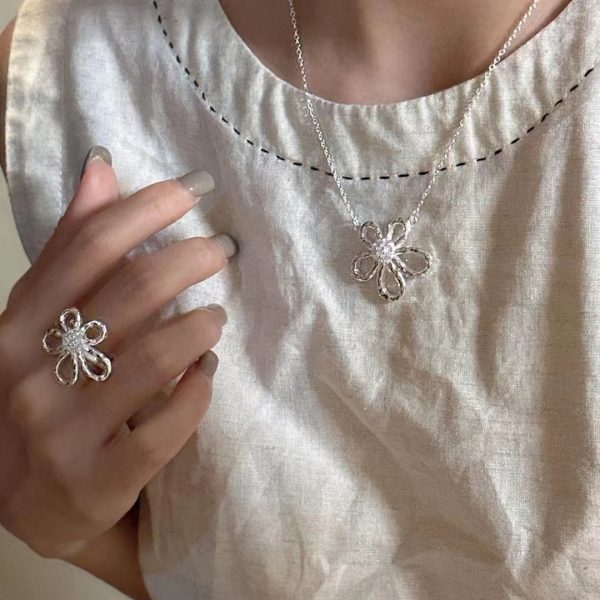 Wholesale 925 Sterling Silver Sunflower Set Necklace ＆ Earrings ＆ Ring - Image 8