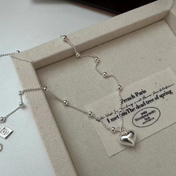 Wholesale 925 Sterling Silver Bead-necklace with Heart