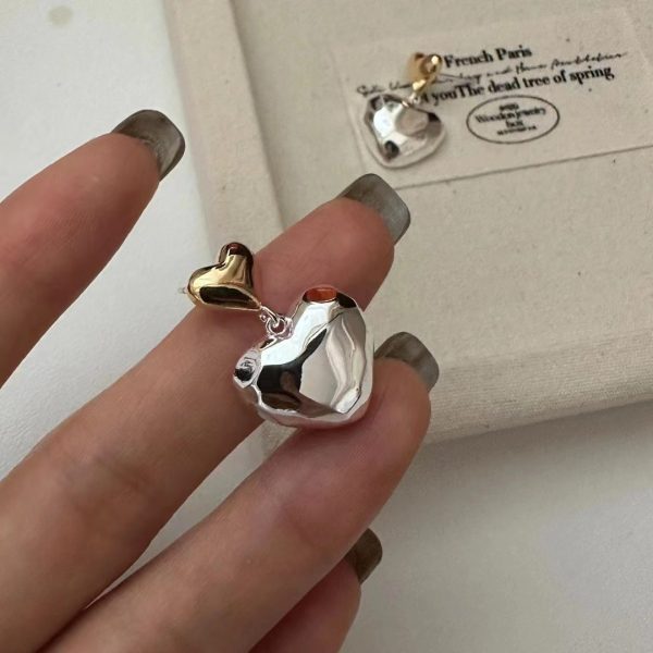 Wholesale 925 Sterling Silver Love Heart Color Separation Earrings - Image 3