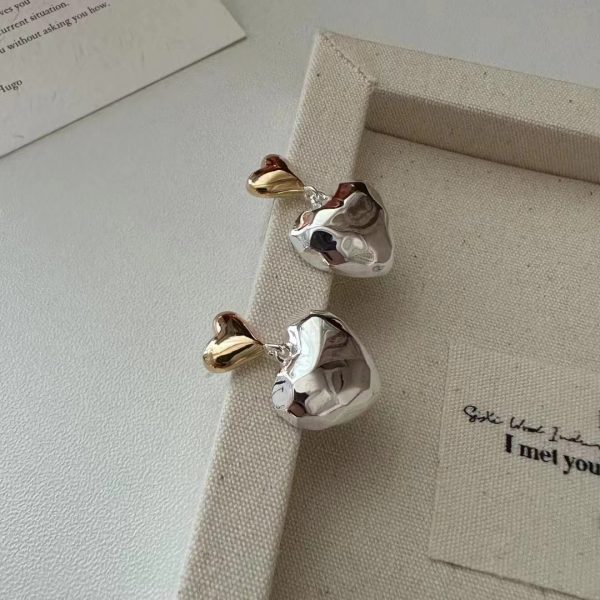 Wholesale 925 Sterling Silver Love Heart Color Separation Earrings - Image 2