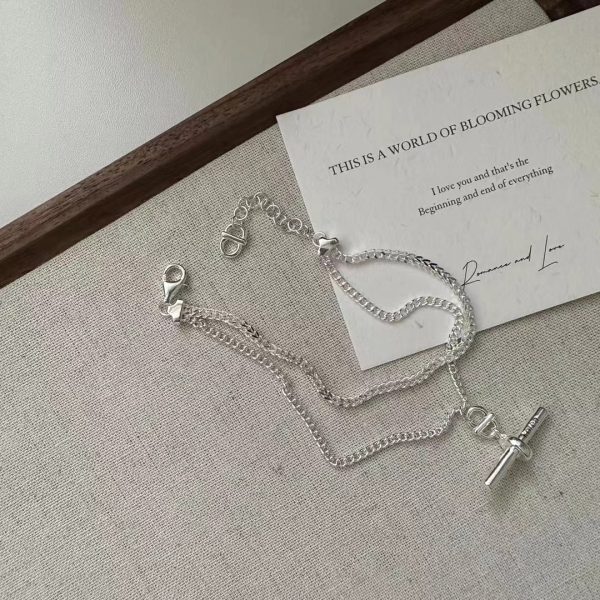 Wholesale 925 Sterling Silver O&T Double Layer Set Necklace ＆ Bracelet - Image 2