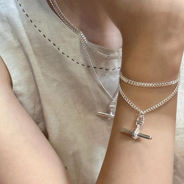 Wholesale 925 Sterling Silver O&T Double Layer Set Necklace ＆ Bracelet - Image 4