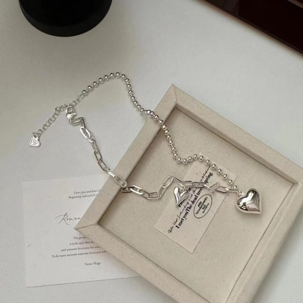 Wholesale 925 Sterling Silver Splicing Necklace with Heart - Image 2