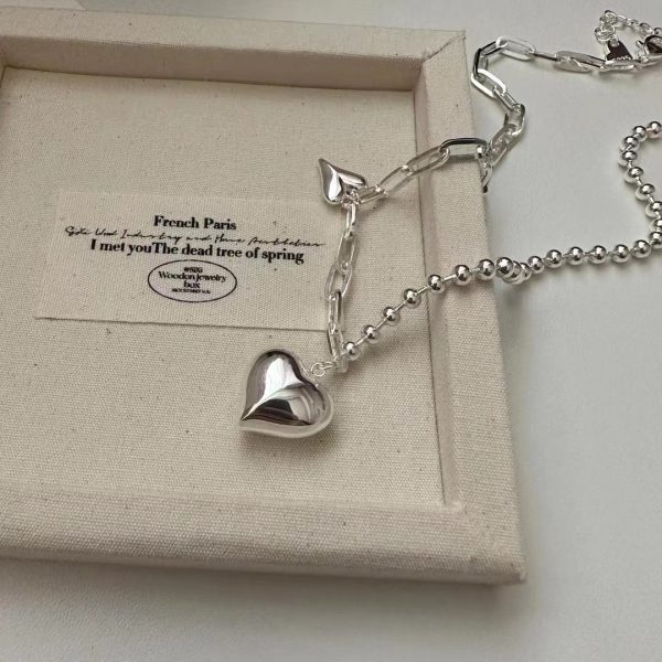 Wholesale 925 Sterling Silver Splicing Necklace with Heart