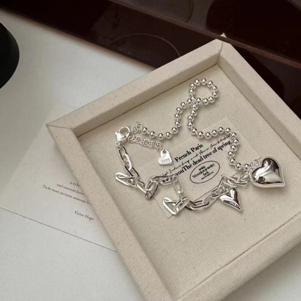Wholesale 925 Sterling Silver Splicing Necklace with Heart - Image 3