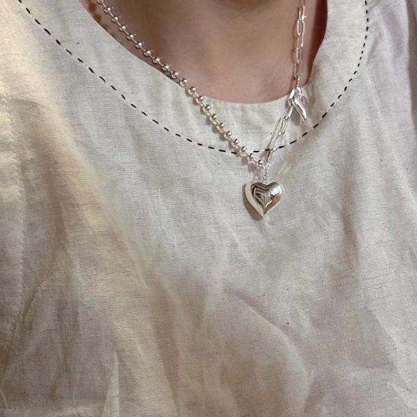 Wholesale 925 Sterling Silver Splicing Necklace with Heart - Image 4