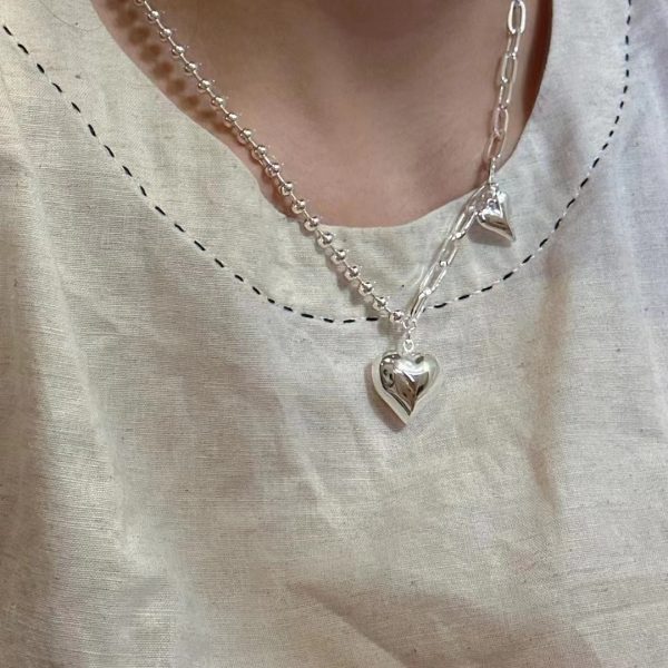 Wholesale 925 Sterling Silver Splicing Necklace with Heart - Image 6