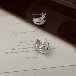 Wholesale 925 Sterling Silver Wire Wrap C-shaped Earrings