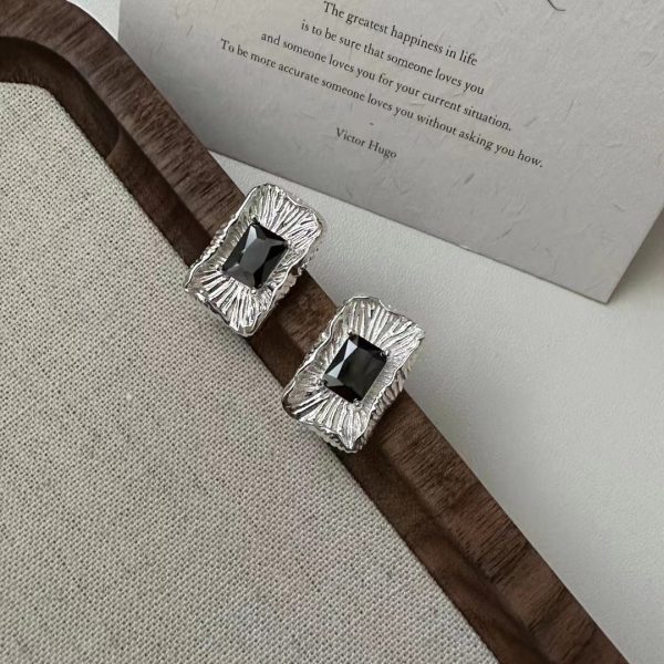 Wholesale 925 Sterling Silver Square Agate Earrings