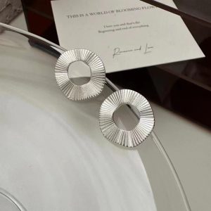 Wholesale 925 Sterling Silver Striped Circle Earrings