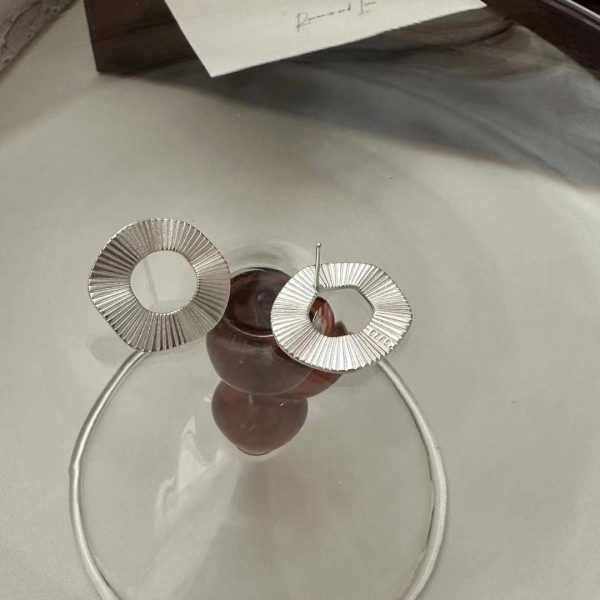 Wholesale 925 Sterling Silver Striped Circle Earrings - Image 2