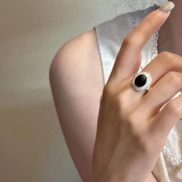 Wholesale 925 Sterling Silver Black Agate Ring - Image 6