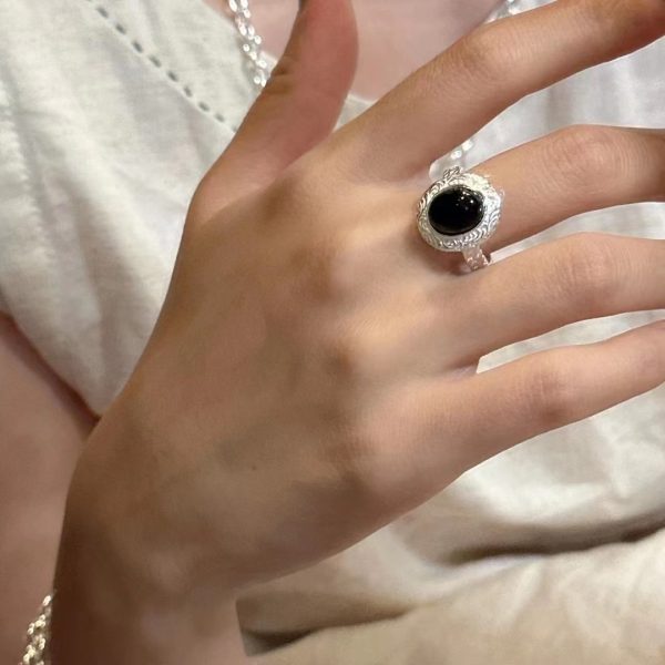 Wholesale 925 Sterling Silver Black Agate Ring - Image 4