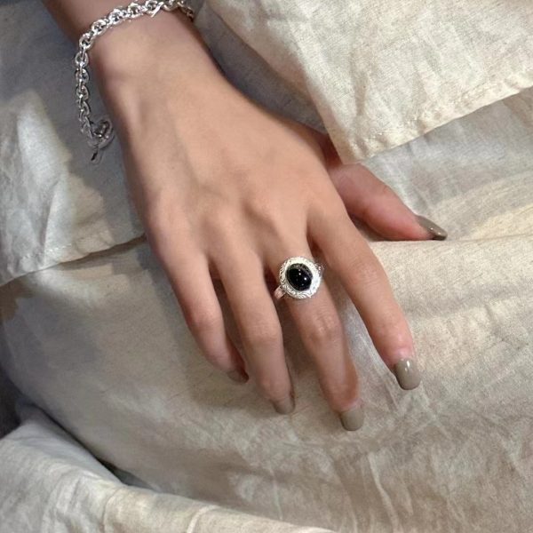 Wholesale 925 Sterling Silver Black Agate Ring - Image 5