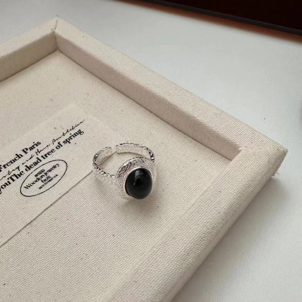 Wholesale 925 Sterling Silver Black Agate Ring