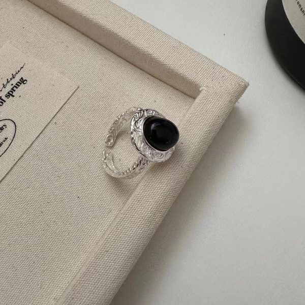 Wholesale 925 Sterling Silver Black Agate Ring - Image 3
