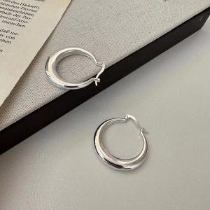 Wholesale 925 Sterling Silver Basic Large Glossy  Hoop Earrings