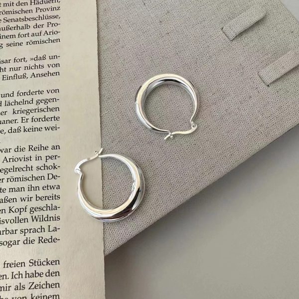 Wholesale 925 Sterling Silver Basic Large Glossy  Hoop Earrings - Image 2