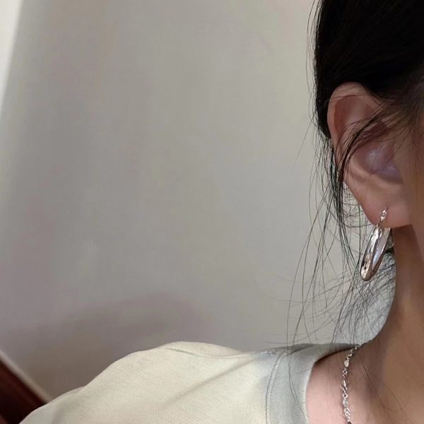 Wholesale 925 Sterling Silver Basic Large Glossy  Hoop Earrings - Image 5