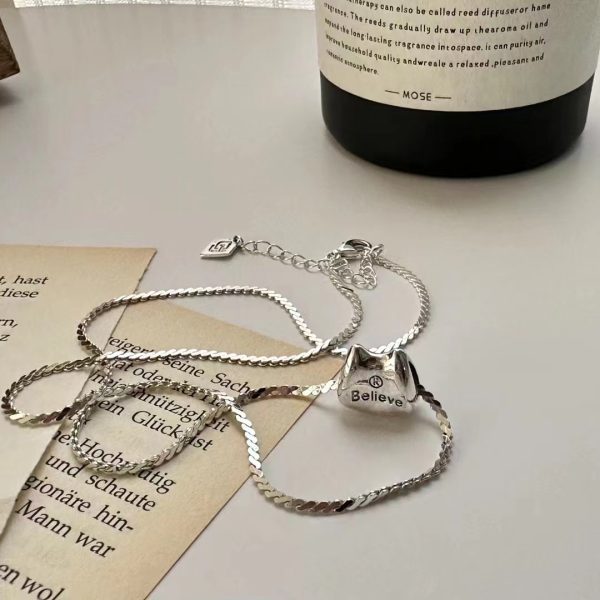 Wholesale 925 Sterling Silver Engraved Believe Vintage-style Necklace - Image 3