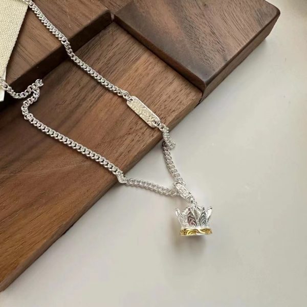 Wholesale 925 Sterling Silver Colored Crown Necklace