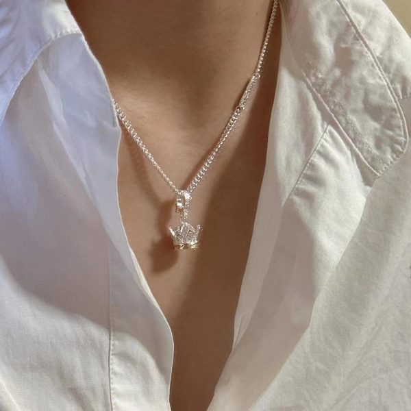 Wholesale 925 Sterling Silver Colored Crown Necklace - Image 4