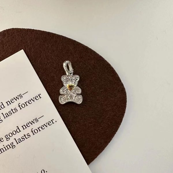 Wholesale 925 Sterling Silver Bear with Tang Grass Necklace - Image 2