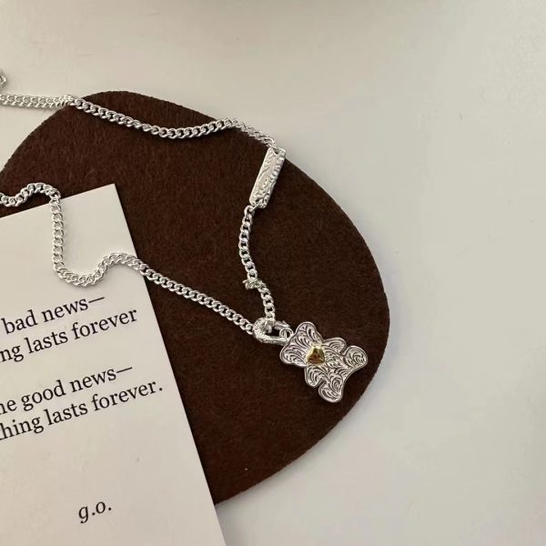 Wholesale 925 Sterling Silver Bear with Tang Grass Necklace