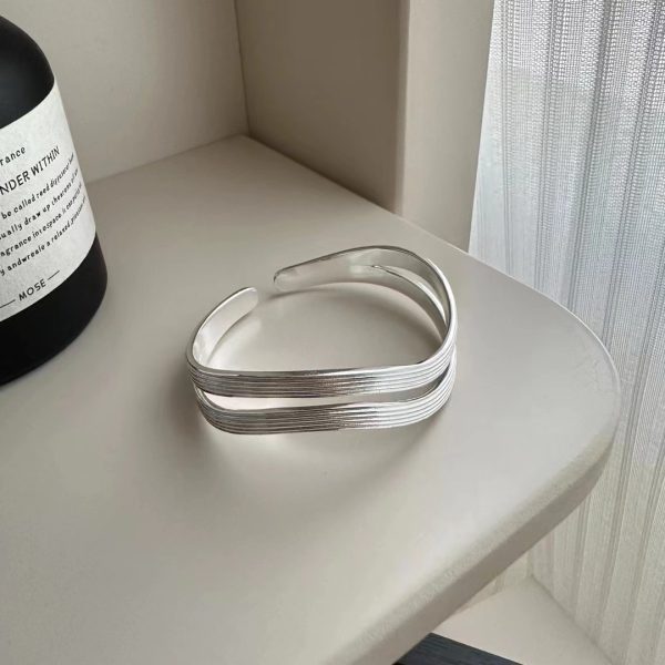Wholesale 925 Sterling Silver Wave Double Layers Bracelet & Ring - Image 3