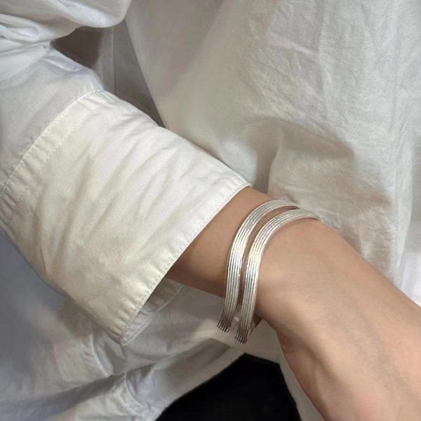 Wholesale 925 Sterling Silver Wave Double Layers Bracelet & Ring - Image 6