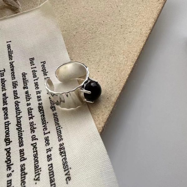 Wholesale 925 Sterling Silver Agate Wide Ring - Image 3