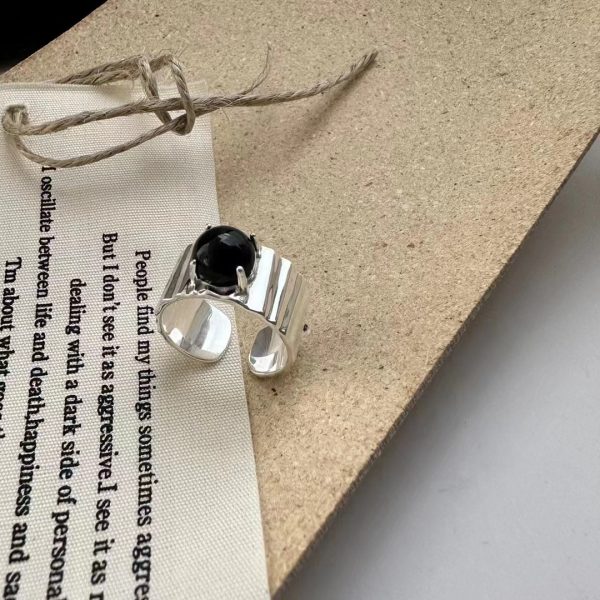 Wholesale 925 Sterling Silver Agate Wide Ring