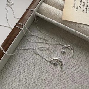 Wholesale 925 Sterling Silver Star and Moon Necklace
