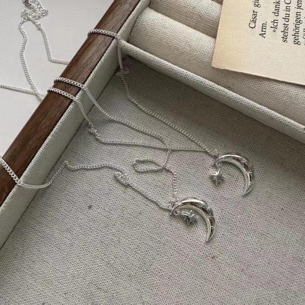 Wholesale 925 Sterling Silver Star and Moon Necklace